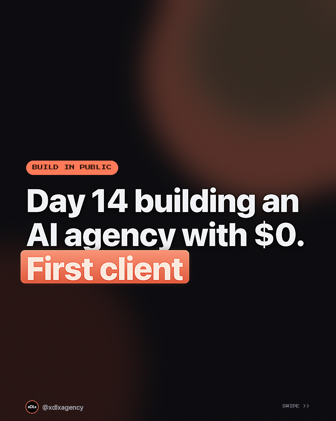 Day 14 of building an AI agency with $0. Today I booked my first client.